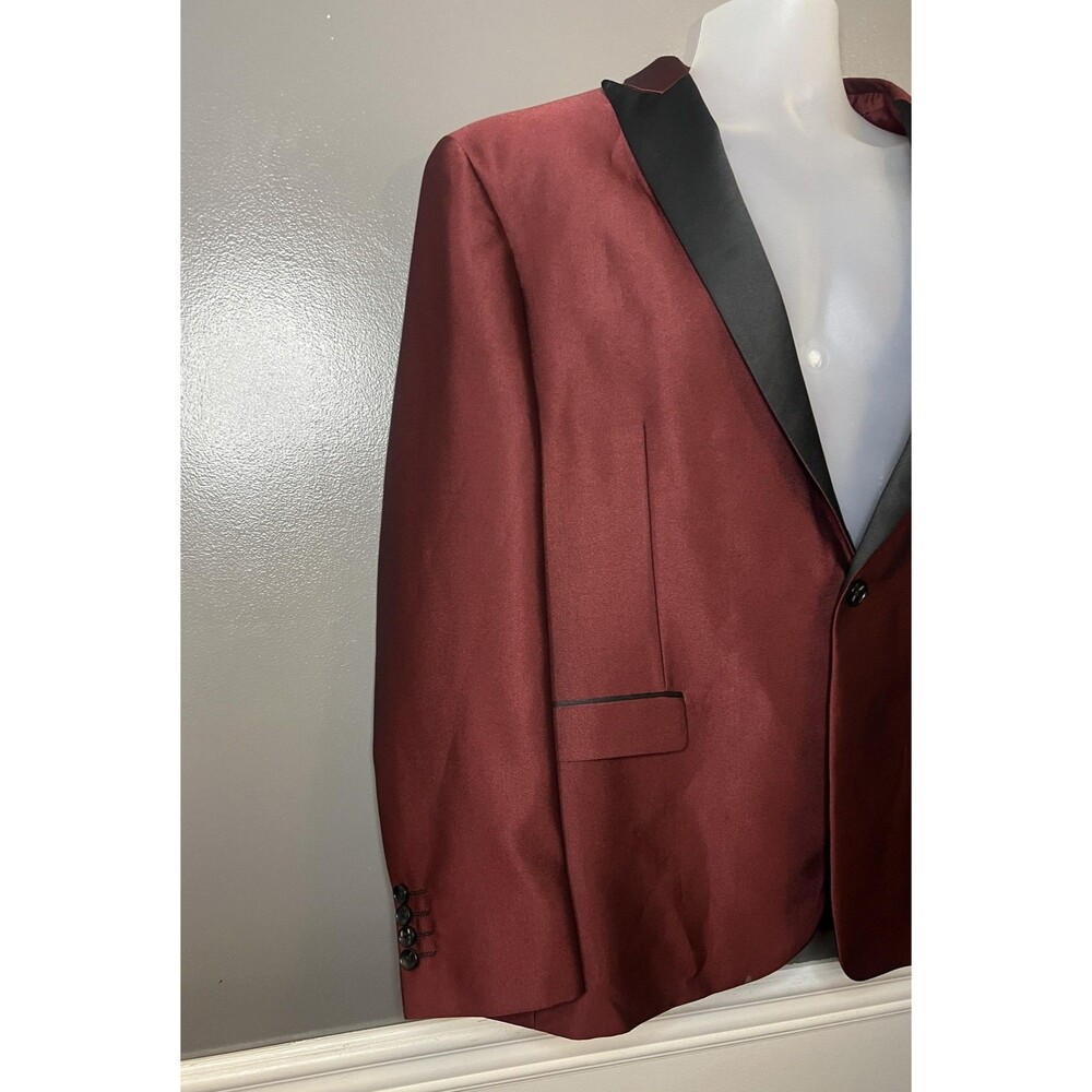 Needle Stitch Tuxedo Blazer Jacket Mens 50R Red Shawl Lapel One Button Formal - Picture 3 of 8